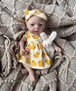 7 Inch Mini Silicone Baby, Reborn Baby Dolls Silicone Full Body Girl, Realistic Newborn Baby Doll Real Life Miniature Baby Doll with Feeding Accessories-2 2