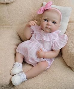 RXDOLL 18 Inch 48 CM Realistic Reborn Baby Doll Weighted Soft Cloth Body Handmade Lifelike Painted Hair That Look Real Life Newborn Bebe Gifts with Toy Accessories for Kids Age 3+