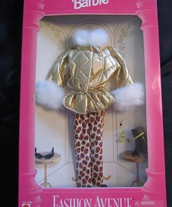 Gold with white fur trim jacket & leopard pants Barbie outfit