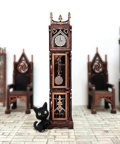 Gothic GRANDFATHER CLOCK – Exclusive Gothic Dollhouse furniture – Laser cut wood – Gothic Decor 1:12 2