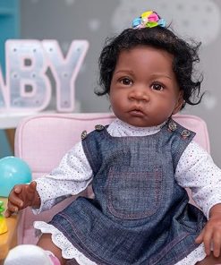 Angelbaby African American Reborn Baby Dolls Toddler Girl, 24inch Lifelike Silicone Black Weighed Soft Reborn Ethnic Dolls Birthday Gift Sets 2