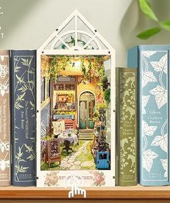 DIY Dollhouse Book Nook Kit 3D Wooden Puzzle Miniature Booknook Kit for Adults Decorative Bookend Stand Bookshelf Insert with LED Light 2