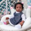Reborn Baby Dolls Full Body Silicone Boy Newborn Bebe Doll 22 inch 55cm Lifelike with Brown Hair Open Eyes Green Coat 3