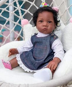 Angelbaby African American Reborn Baby Dolls Toddler Girl, 24inch Lifelike Silicone Black Weighed Soft Reborn Ethnic Dolls Birthday Gift Sets