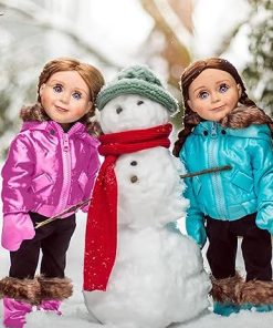 THE QUEEN’S TREASURES 18 Inch Doll Clothes, Accessories, and Pets, 13 Piece Set of Two Ski Wear Outfits Plus and Adorable Husky Puppy Dog. Intended for Use with American Girl. Doll NOT Included 2