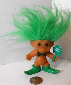 Russ 100% Irish Green Hair Troll Doll 3″ Tall, 5″ with Hair