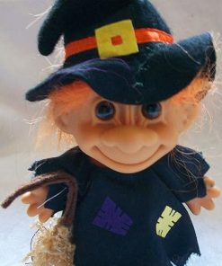 Russ Berrie Good Luck Troll Orange Hair Witch Costume Halloween, 3″ Tall Doll Toy