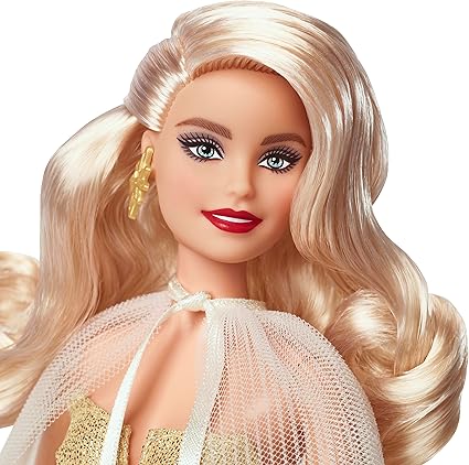 Barbie Signature 2023 Holiday Doll, Blonde Hair Wearing Golden Gown, Collectible with Doll Stand & Certificate of Authenticity 2 Barbie Signature 2023 Holiday Doll, Blonde Hair Wearing Golden Gown, Collectible with Doll Stand & Certificate of Authenticity - Image 2