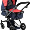 Convertible Baby Doll Stroller for Dolls – Bassinet Toy Buggy for Toddlers 3 Years and up, Adjustable Seat & Handle with Storage Basket, Red Design for Kids