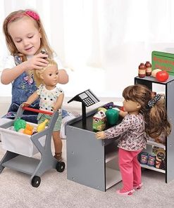 Badger Basket Charming Fresh Market Doll Playset with Rolling Shopping Cart and 27 Food Accessories for 18 to 20-Inch Dolls 2