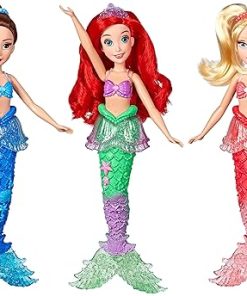 Disney Princess Ariel & Sisters Fashion Dolls, 3 Pack of Mermaid Dolls with Skirts & Hair Accessories, Toy for 3 Year Olds & Up
