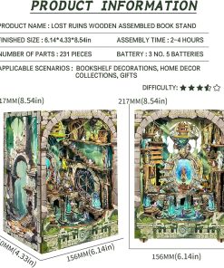 Spilay DIY Book Nook Kit,DIY Dollhouse Booknook Bookshelf Insert Decor Alley,Bookends Model Build kit ,Handmade Crafts Gifts for Birthday Valentine’s Day (Lost Ruins with Dust Cover) 2