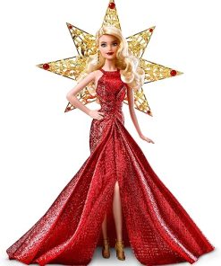 Barbie 2017 Holiday Doll with Red Metallic Gown and Accessories
