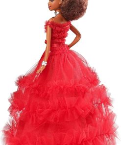 Barbie 2018 Holiday Doll 30th Anniversary with Elegant Red Gown & Accessories 2
