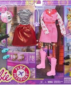 Mattel Barbie Pink Passport Travel Fashions FLB31 2