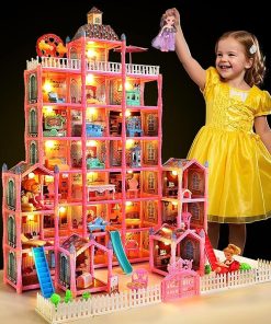 29 Rooms Doll House for Girls, DIY Play House Toys with Dolls Figure, Puppies,Furnitures, Glow-in-The-Dark Accessories, LED Light, Kids Doll House Gift Toy for Kids Ages 3 4 5 6 7 8+