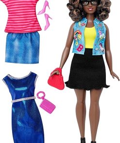 Barbie Fashionista Curvy African-American Doll with 2 Additional Outfits
