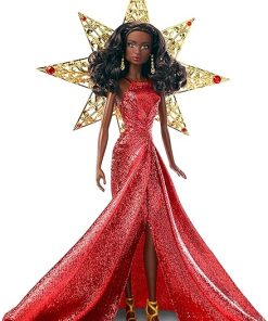 Barbie 2017 Holiday Doll with Red Metallic Gown and Accessories.