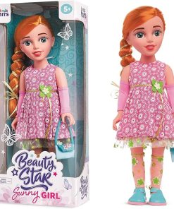 Kids Hits Beauty Star Flowery Spring 18-Inch Doll – Sunny Girl with Elegant Outfit, Handbag & Hair Ribbon – Poseable Vinyl Doll for Girls Age 5+