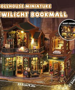 Kisoy Romantic and Cute Dollhouse Miniature DIY House Kit Creative Room Perfect DIY Gift for Friends,Lovers and Families (Twilight Bookmall) 2