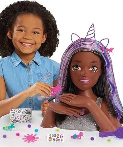 Barbie Deluxe 20-Piece Glitter and Go 12.75-inch Styling Head with Accessories, Black Hair, Kids Toys for Ages 5 Up by Just Play 2